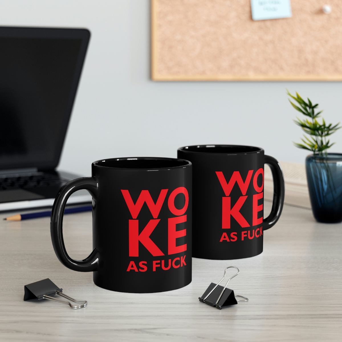 11oz Woke A F Black Mug